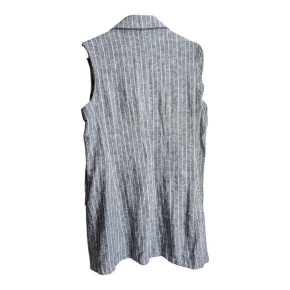 Suzy Shier Linen pinStripe  Long Vest Sleeveless Waistcoat Size S - Picture 11 of 11